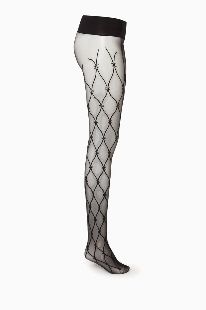 Logo Diamond Motif Tights, Black