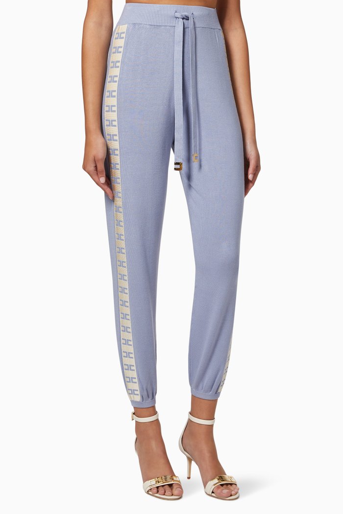 

Jacquard Logo Pants in Viscose Knit, Purple