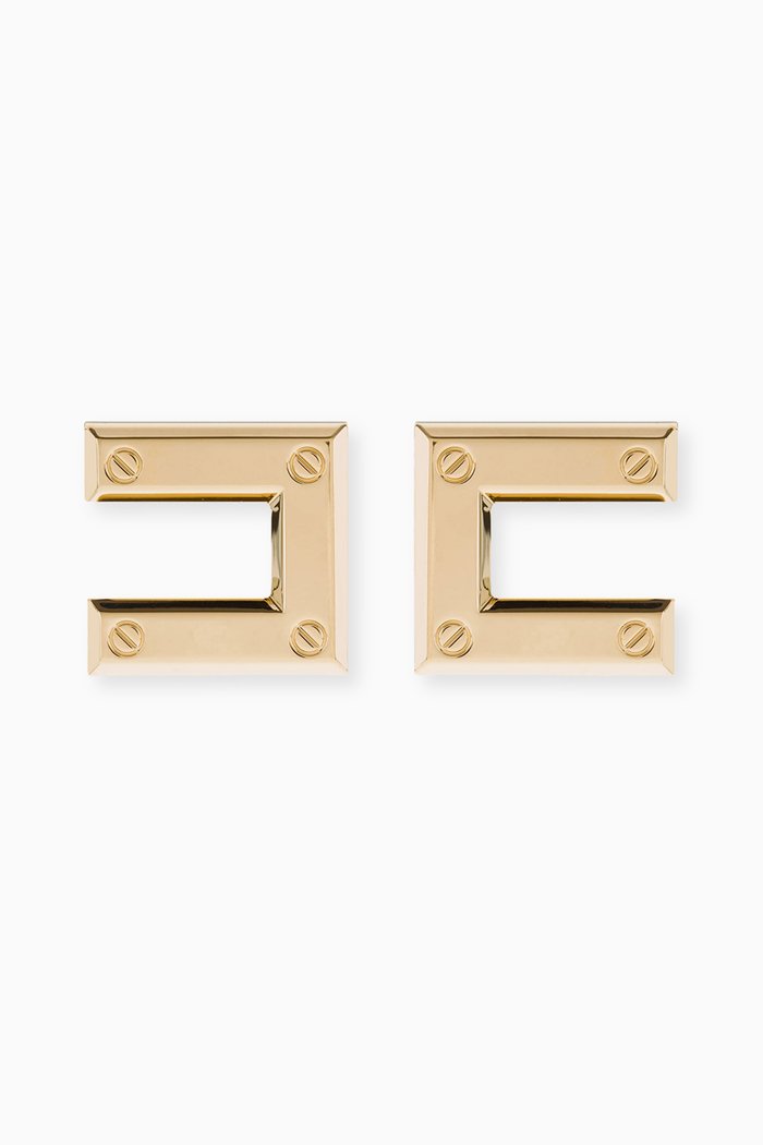 

Deconstructed Earrings with Logo, Gold
