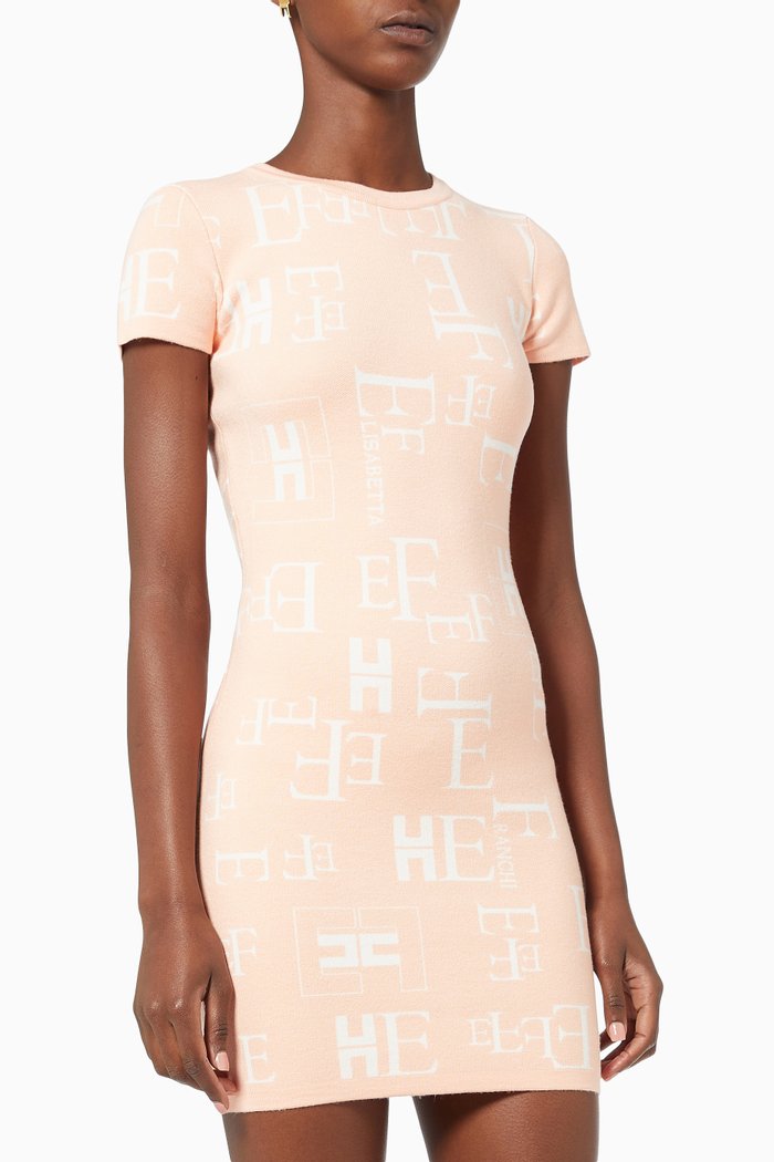 

Mini Dress in Lettering Knit, Pink