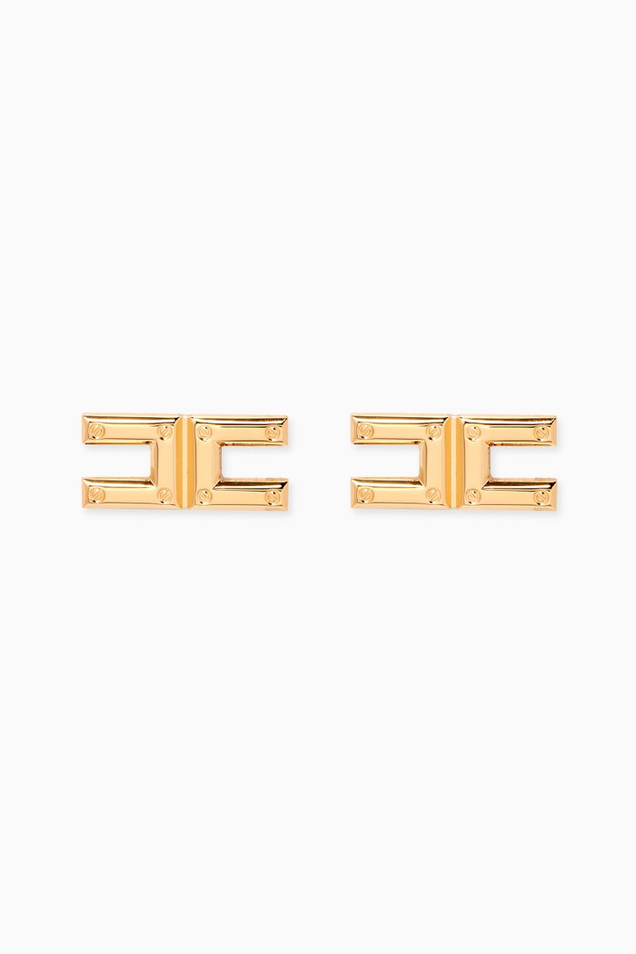 

Ingot Earrings with Logo, Gold