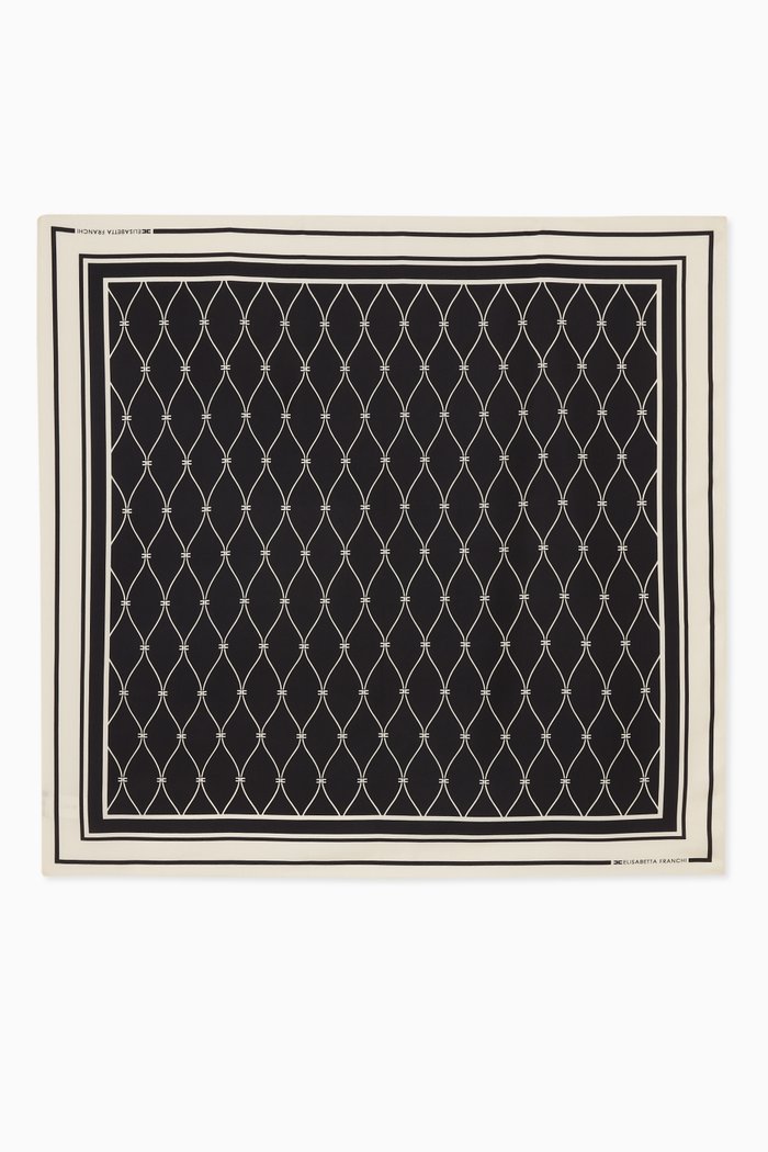 

Scarf in Logo Printed Silk, Black