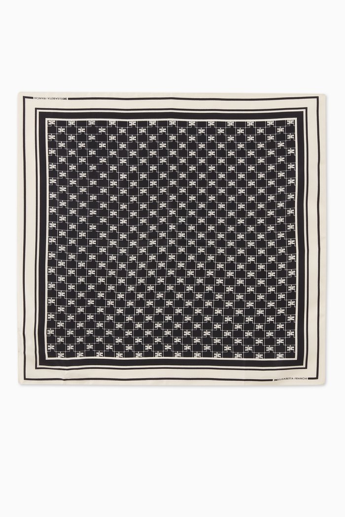 

Scarf in Logo Printed Silk, Black