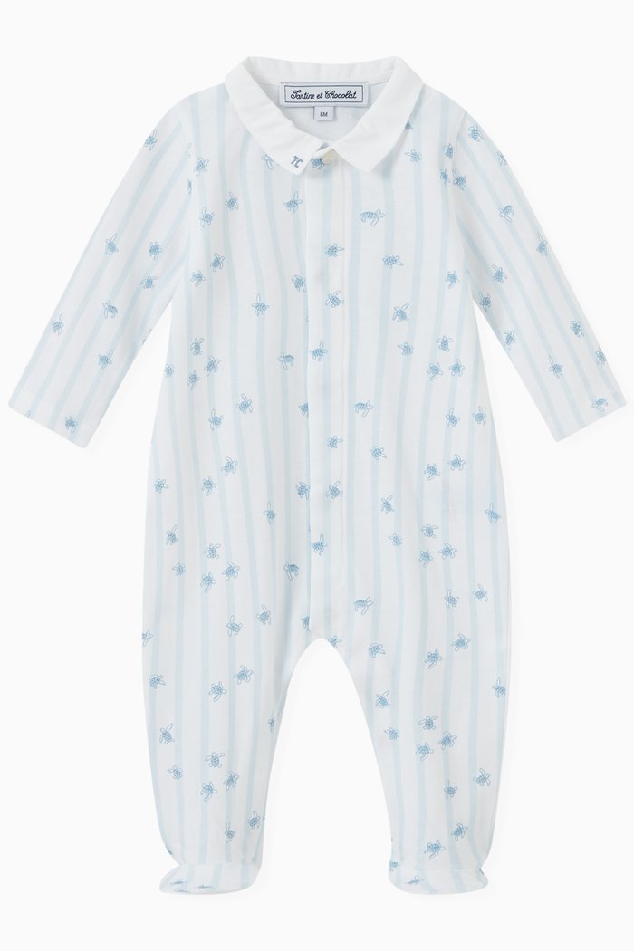 

Turtles Striped Pyjama in Cotton, Blue