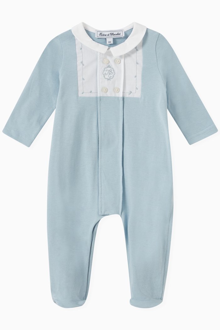 

Embroidered Romper in Cotton, Purple