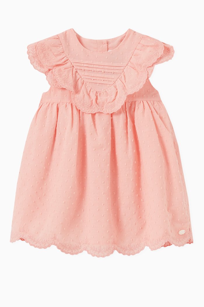 

Peony Swiss Dot Dress in Cotton, Pink