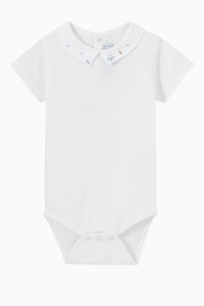 

Animal Embroidered Collar Bodysuit in Cotton, Multicolour