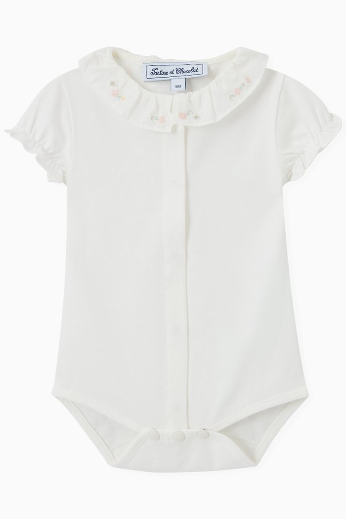 

Floral Embroidered Baby Body in Cotton, Neutral
