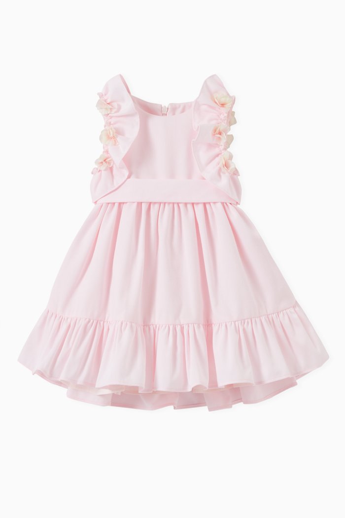 

Chic Dress with Frill Flower Sleeve, Pink