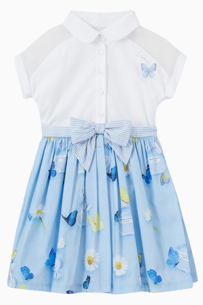 

Floral Butterfly Dress Shirt in Cotton Blend, Blue