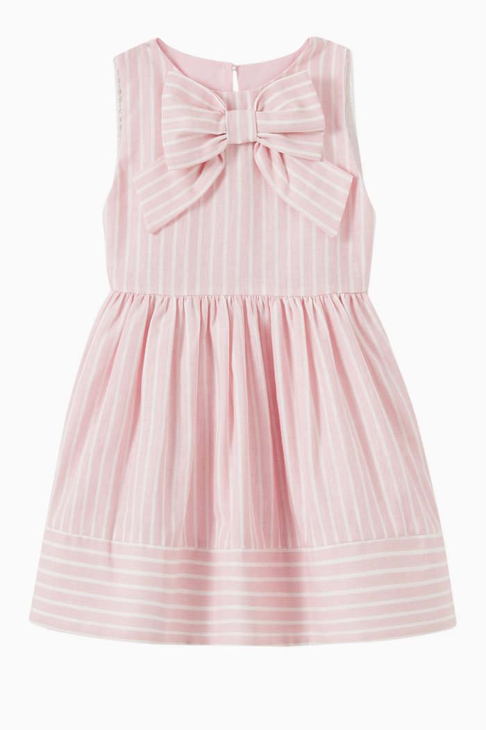 Stripe Dress with Big Bow, Pink