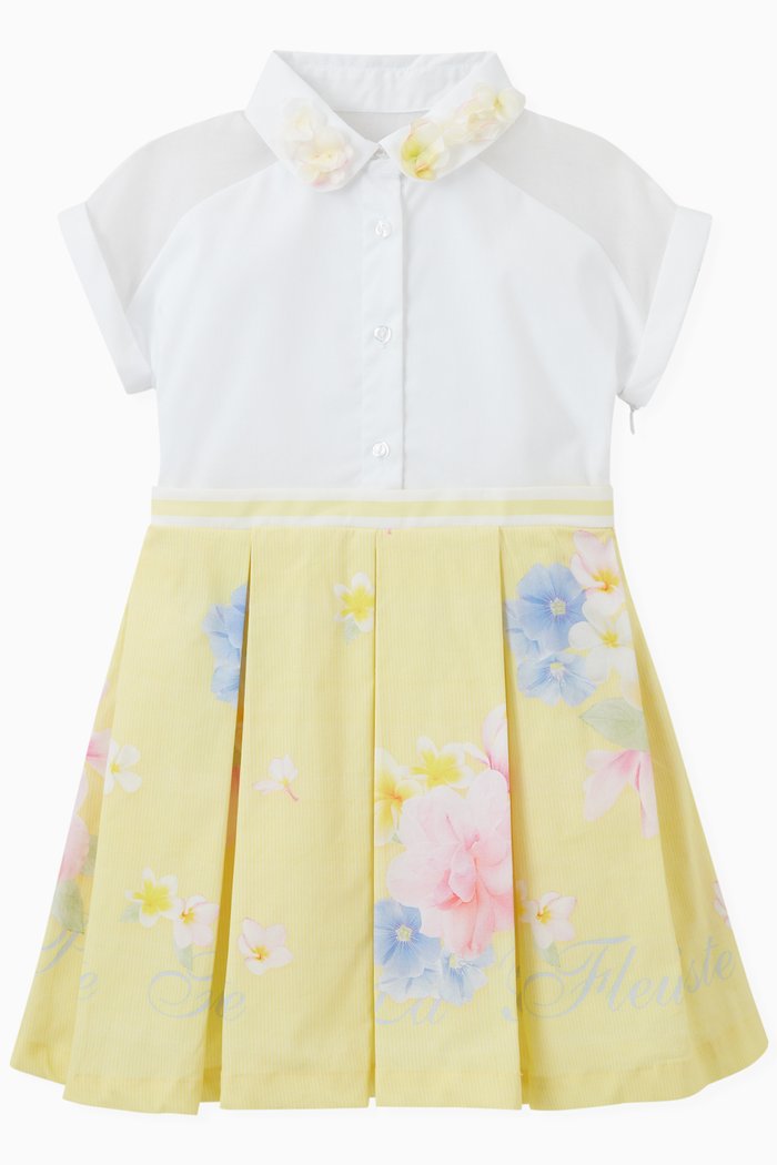 

Petite Fleuriste Dress in Cotton, Yellow