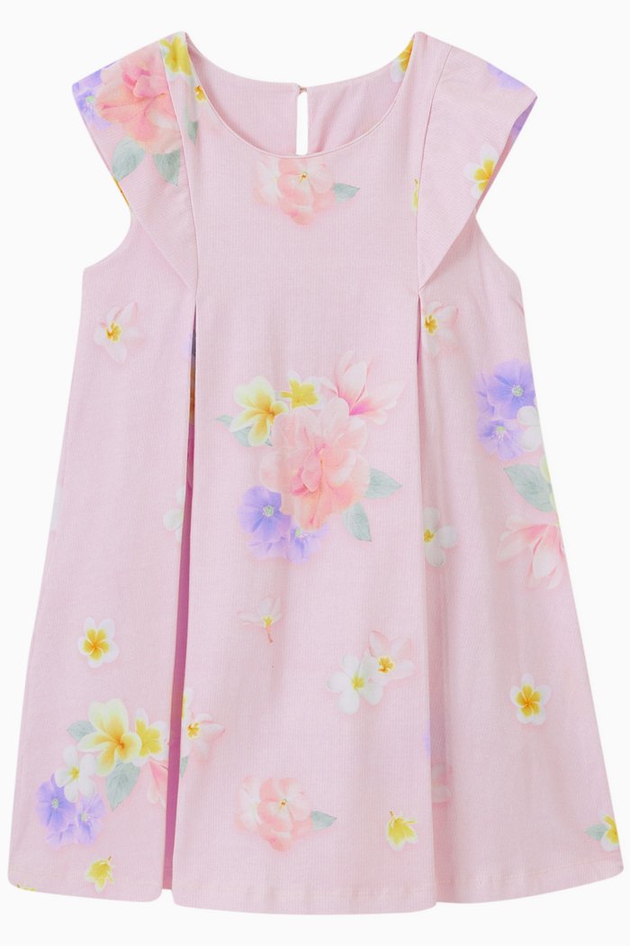 

Daisy Print Sleeveless Dress in Cotton Blend, Pink