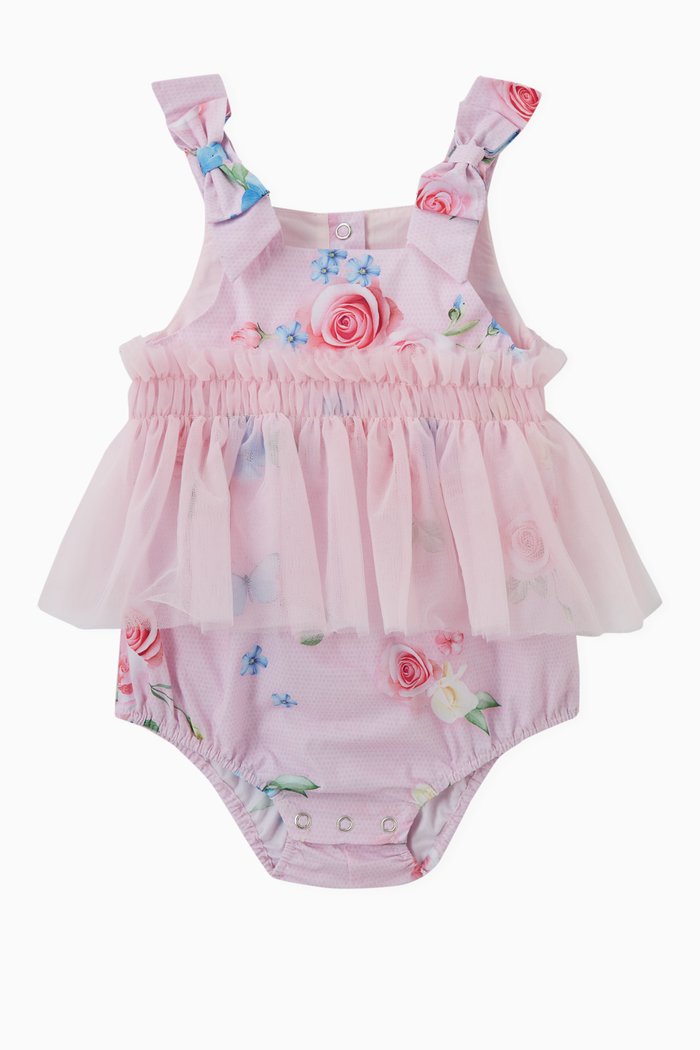 

Tiny Lapin Romper in Tulle and Cotton, Pink