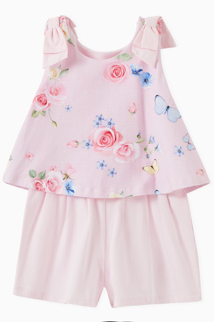 

Flower & Stripe Playsuit, Pink