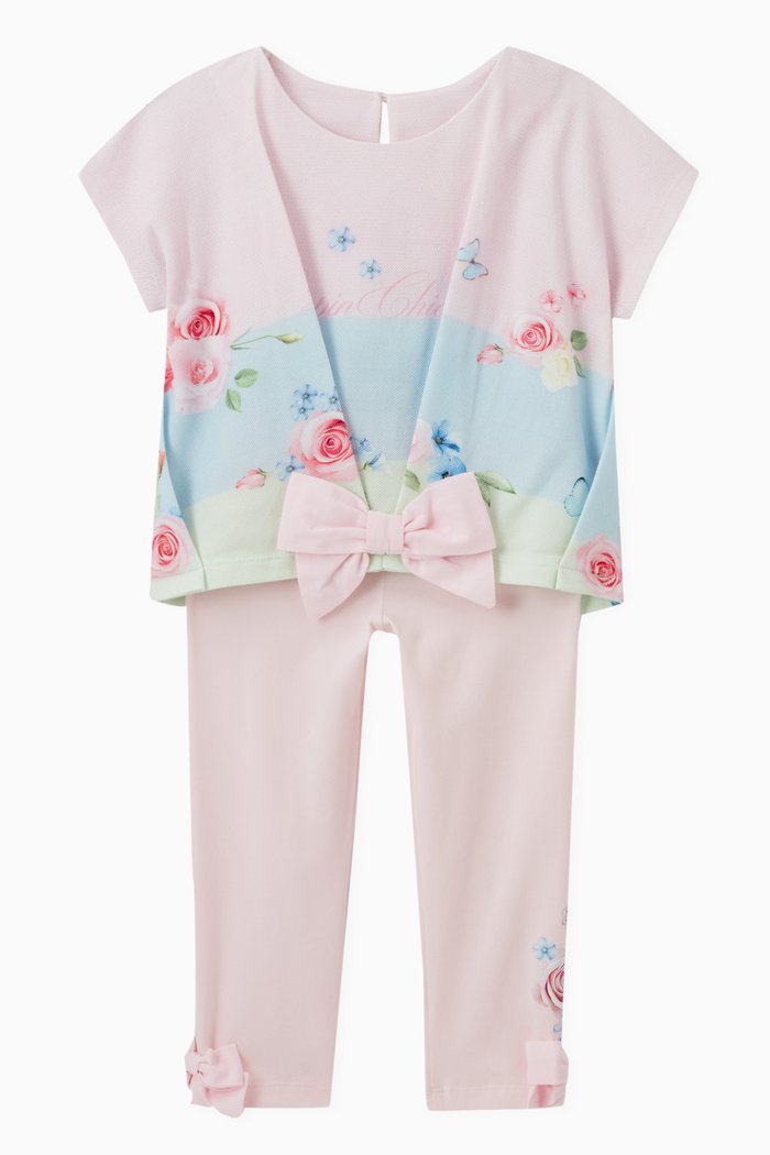 

Butterfly Bow Top and Leggings Set in Cotton, Pink