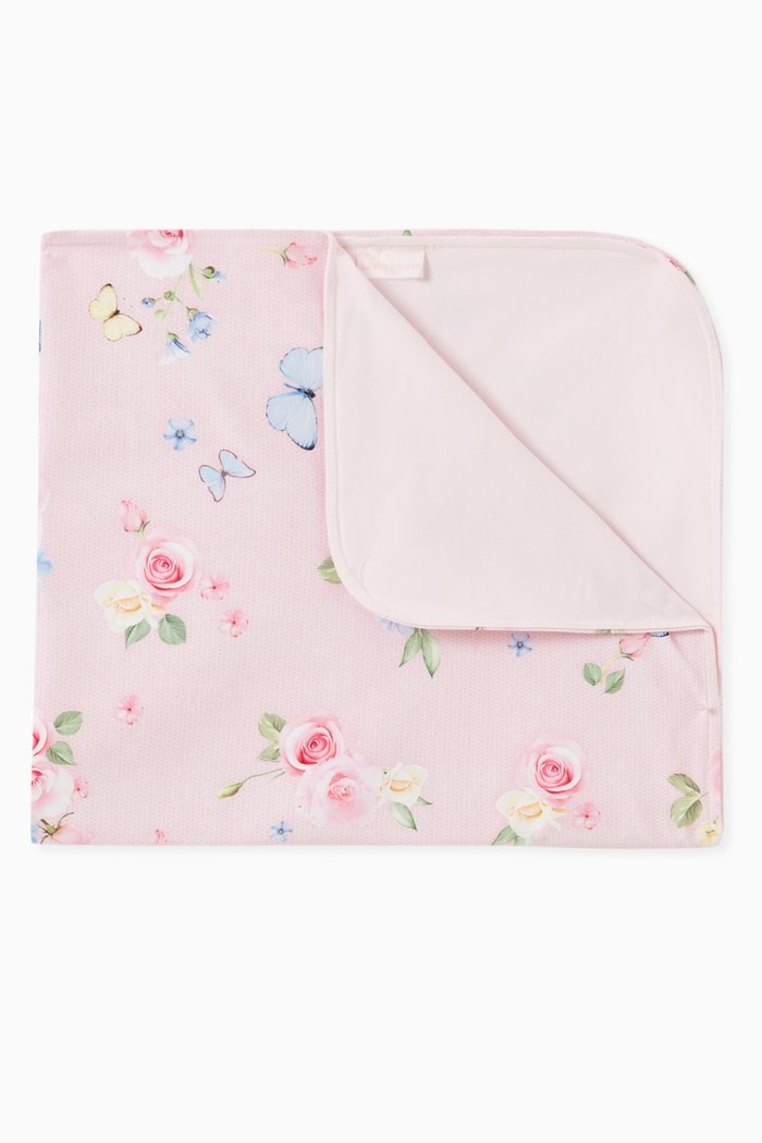 

Floral Print Blanket in Cotton, Pink