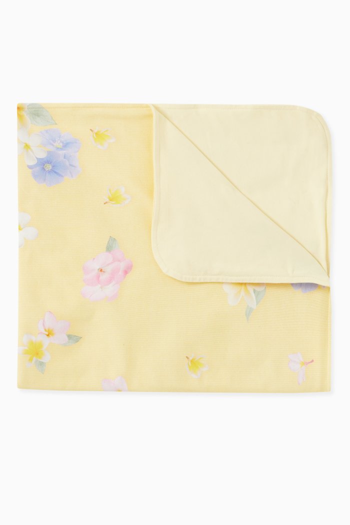 

Floral Print Blanket in Cotton, Yellow