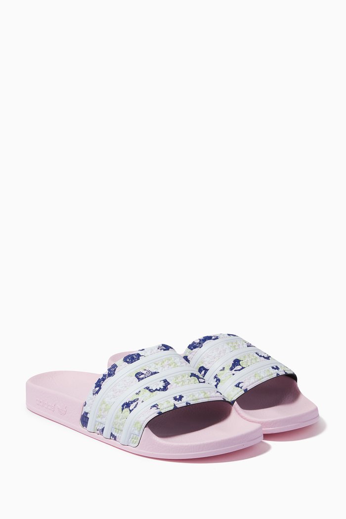 

Floral Adilette Lite Slides in Rubber, Pink