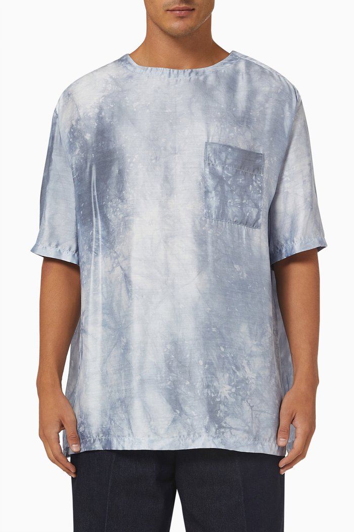 

Oversized T-shirt in Tie Dye Viscose Silk, Blue