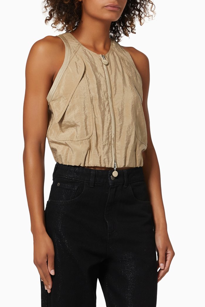 

Zip-up Jacket in Washed Techno Silk, Neutral