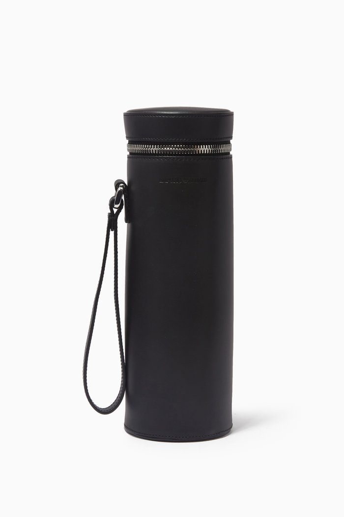 

Logo Water Bottle Holder in Smooth Vachetta Leather, Black