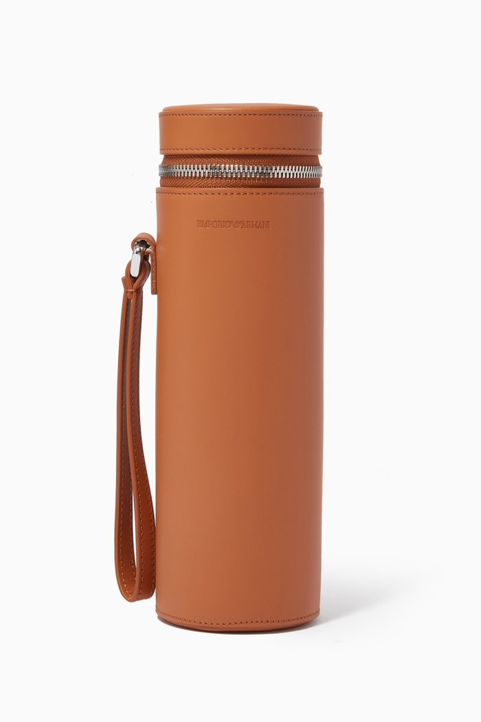 

Logo Water Bottle Holder in Smooth Vachetta Leather, Brown