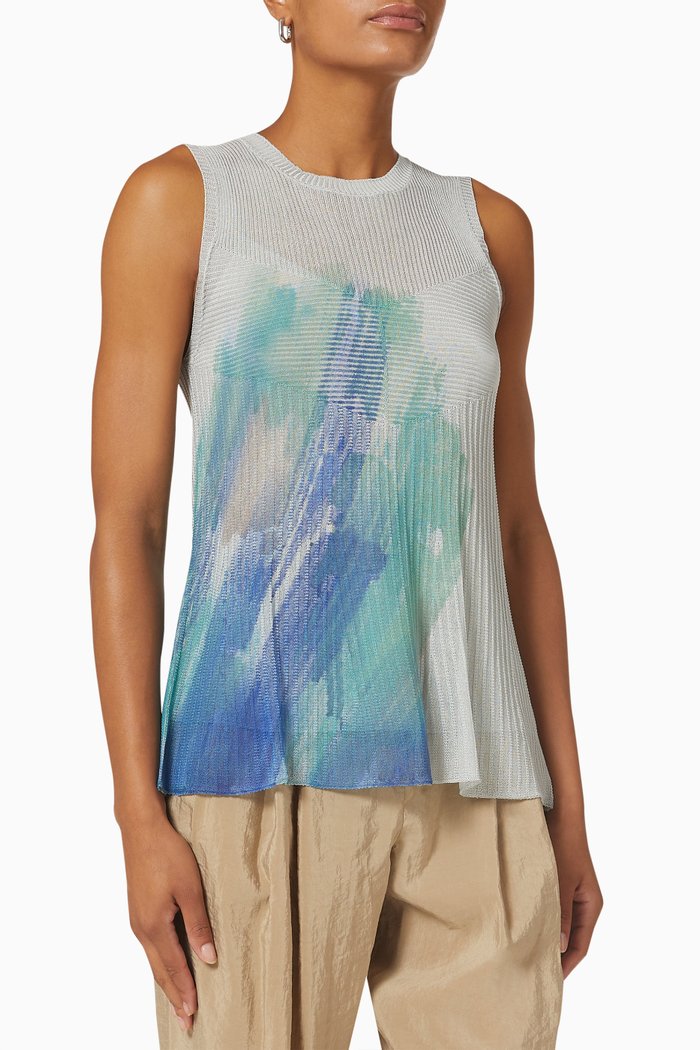 

Printed Top in Viscose Blend, Blue