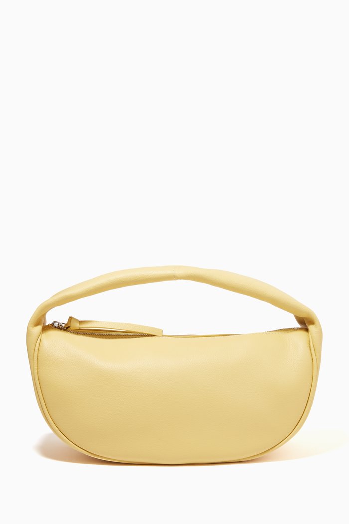 

Cush Curved Tote Bag in Grain Leather, Neutral