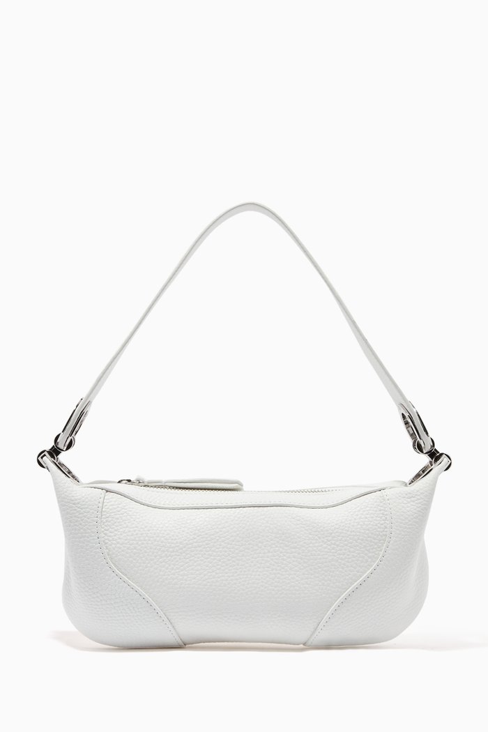 

Amira Mini Shoulder Bag in Grained Leather, White