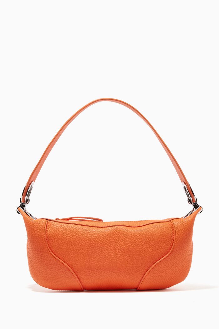 Amira Mini Shoulder Bag in Grained Leather, Orange