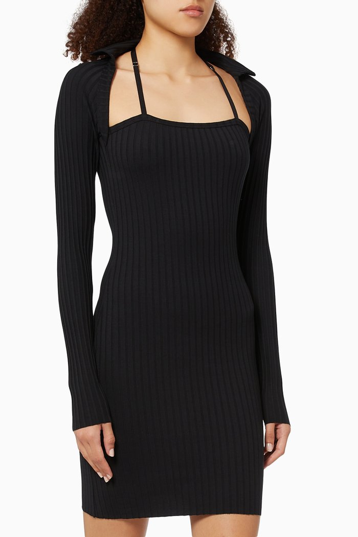 

Long Sleeve Dress in Luxe Pima Cotton, Black