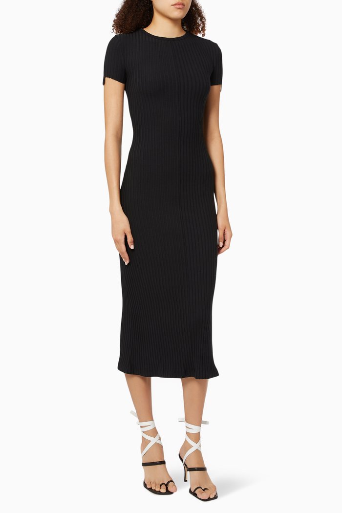 

Short Sleeve Dress in Luxe Pima Cotton, Black
