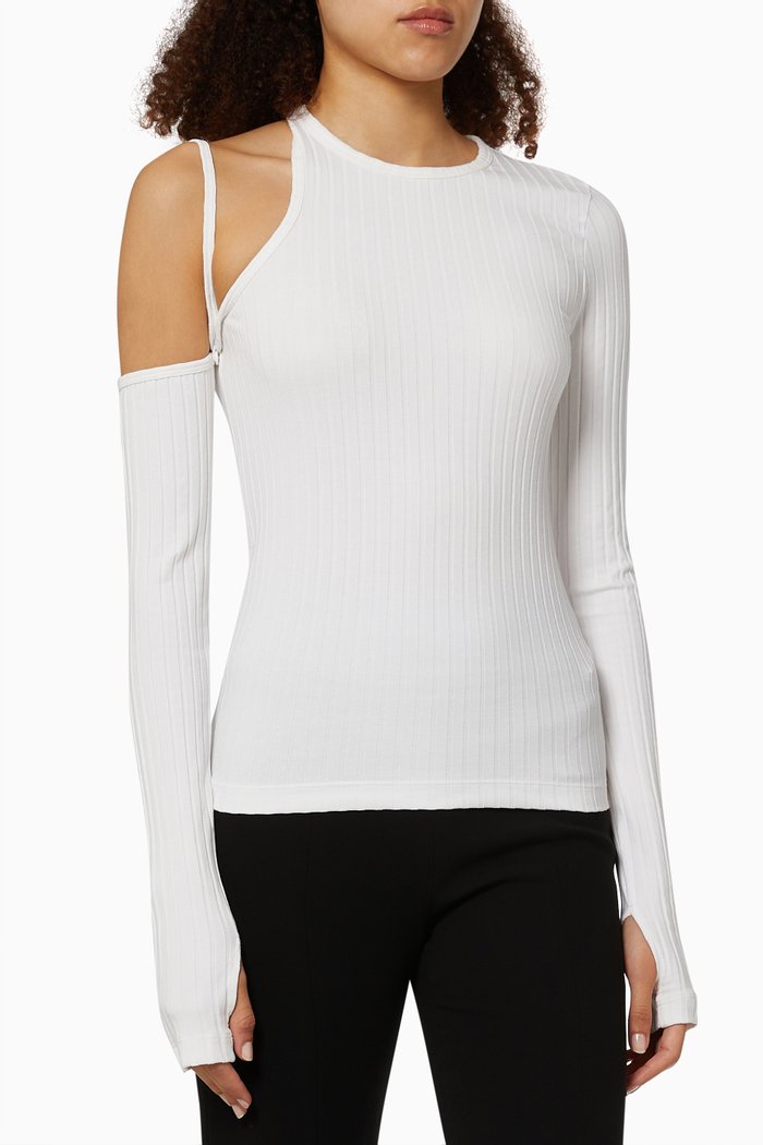 Cut Out Top in Luxe Pima Cotton, White