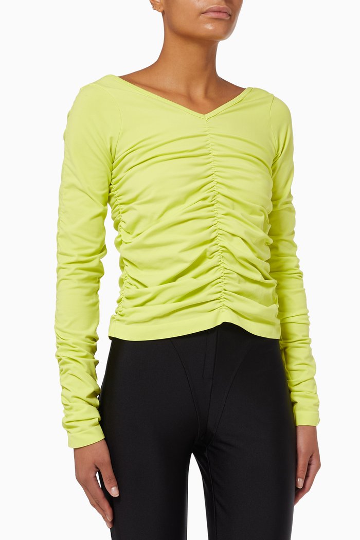

Ruched Top in Stretch Viscose, Yellow
