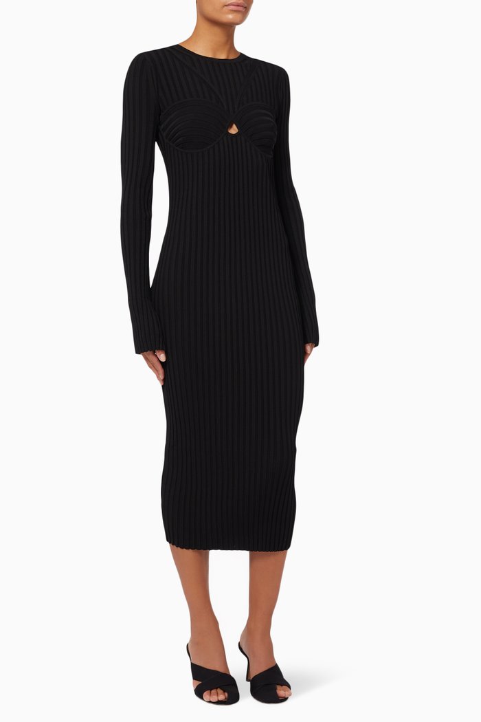 

Bra Dress in Ribbed Viscose, Black