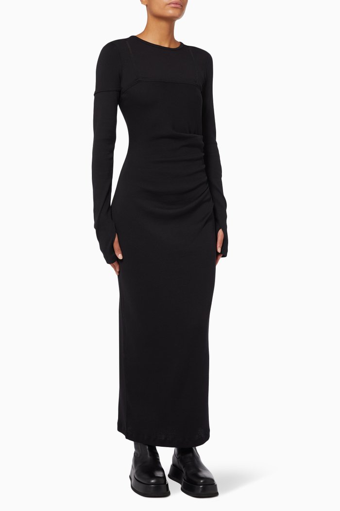

Compact Sleeve Dress in Cotton, Black