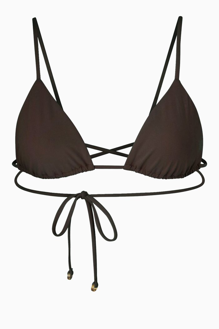 

Wrap Triangle Bikini Top, Brown