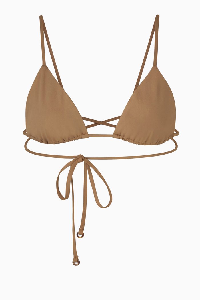 

Wrap Triangle Bikini Top, Brown