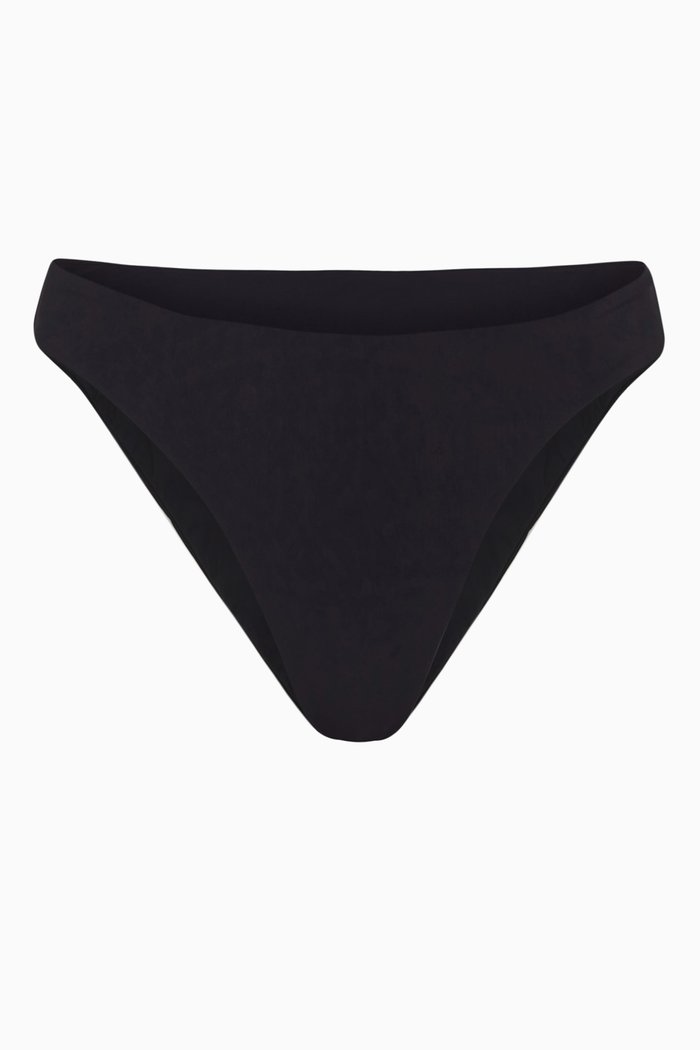 

Midi High-Cut Bikini Bottom, Black