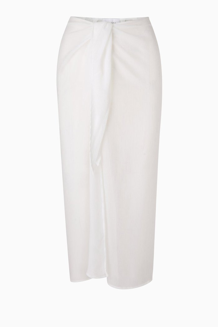 

Wrap Midi Skirt in Crinkle Chiffon, White