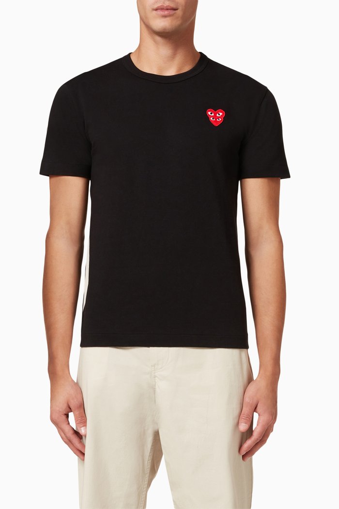 

Heart Logo Patch T-Shirt in Cotton, Black