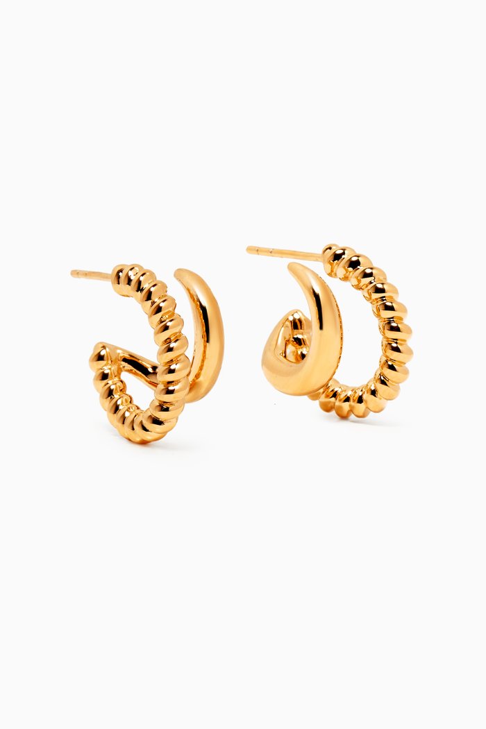 Claw Radial Hoop Earrings in 18kt Gold-Plated Brass