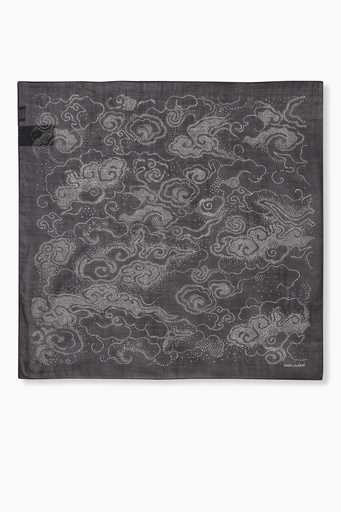 

Bandana in Dotted Cloud-print Wool, Black