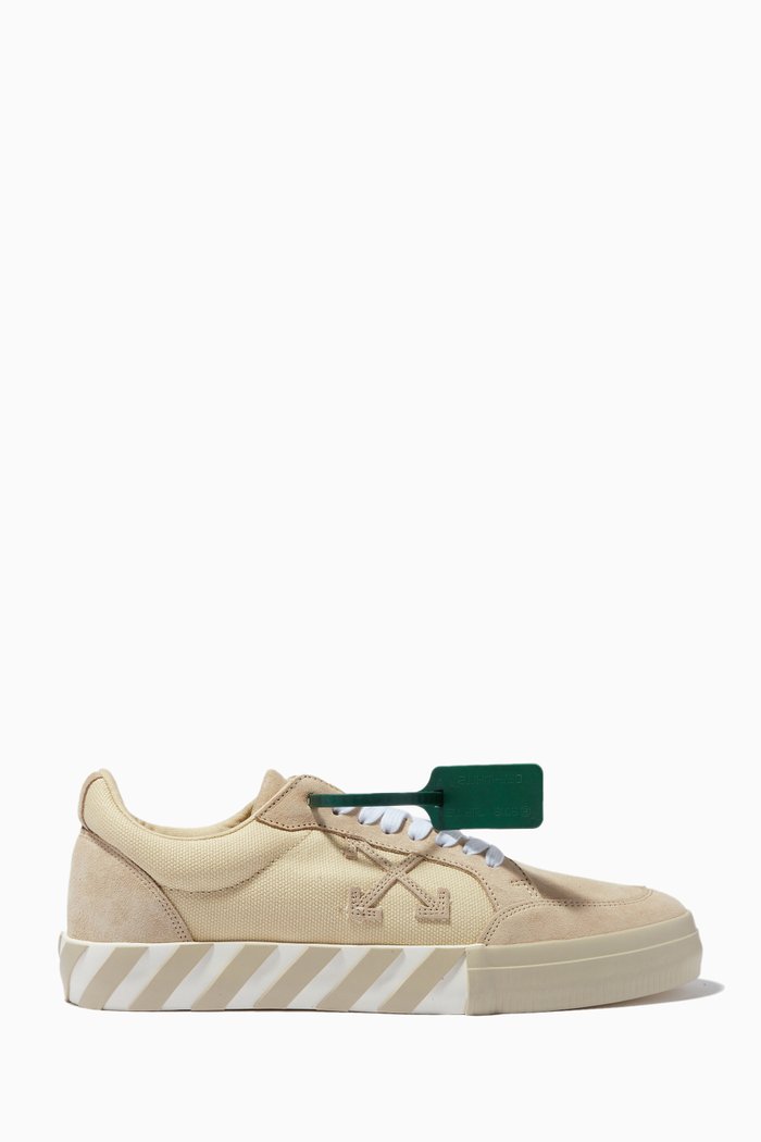 

Low Vulcanized Sneakers in Suede & Canvas, Neutral