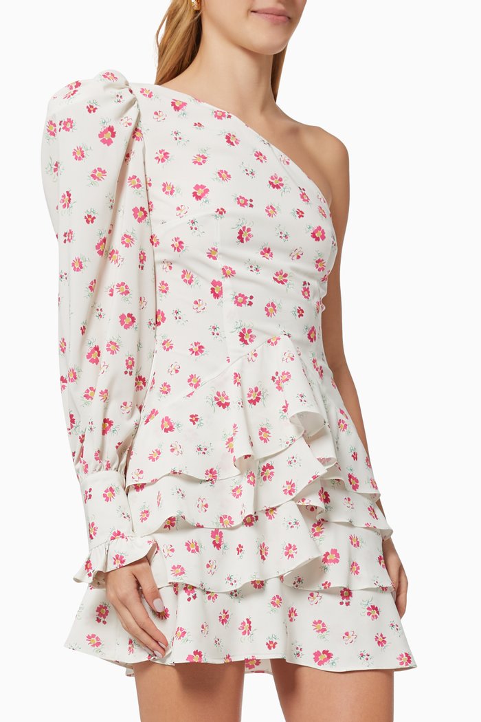 

Camellia One Shoulder Dress in Viscose, White