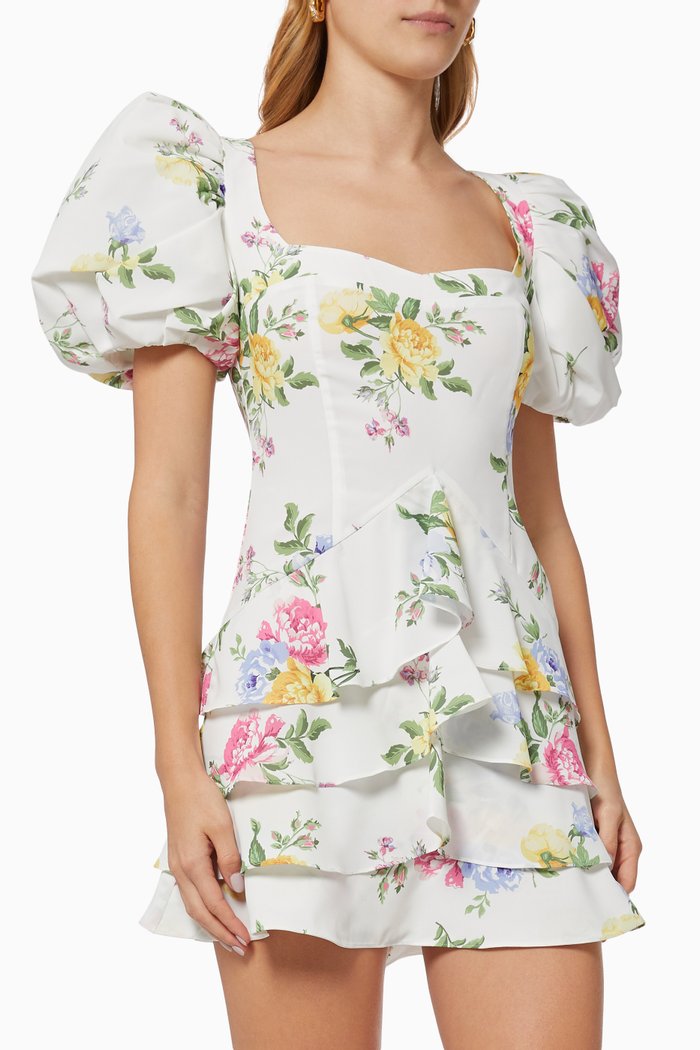 Nara Heart Neck Dress in Viscose, White