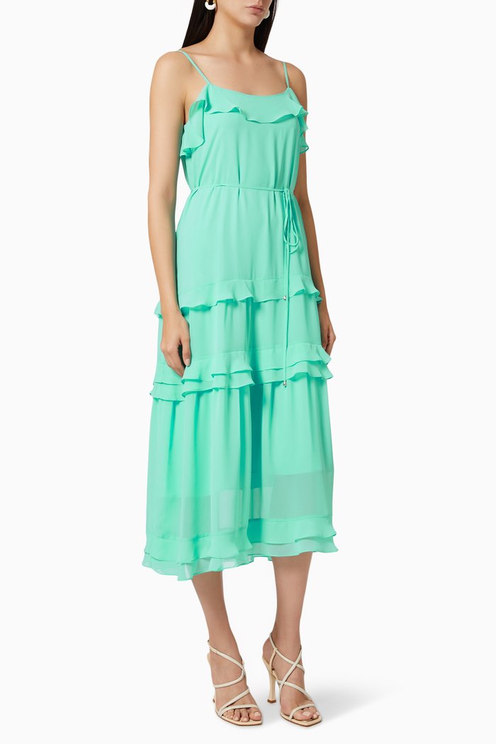 Vanessa Midi Dress in Chiffon, Blue