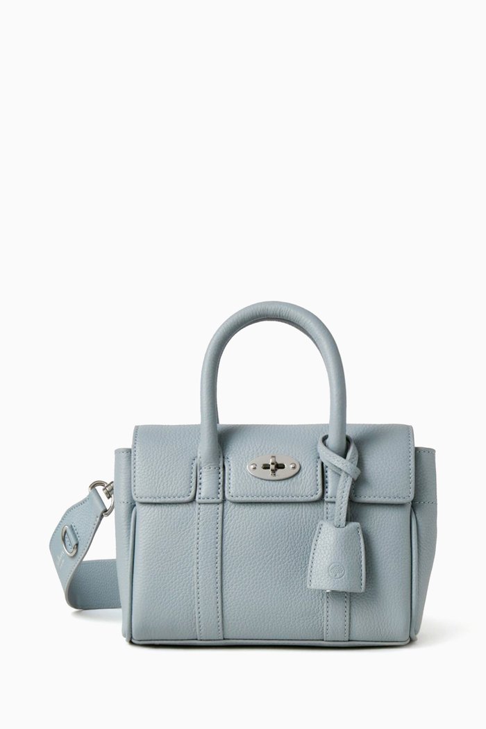 

Mini Bayswater Bag in Small Classic Grain Leather, Blue
