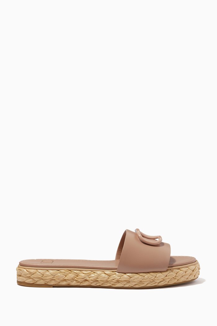 

Valentino Garavani VLOGO Espadrilles Slides in Leather, Pink